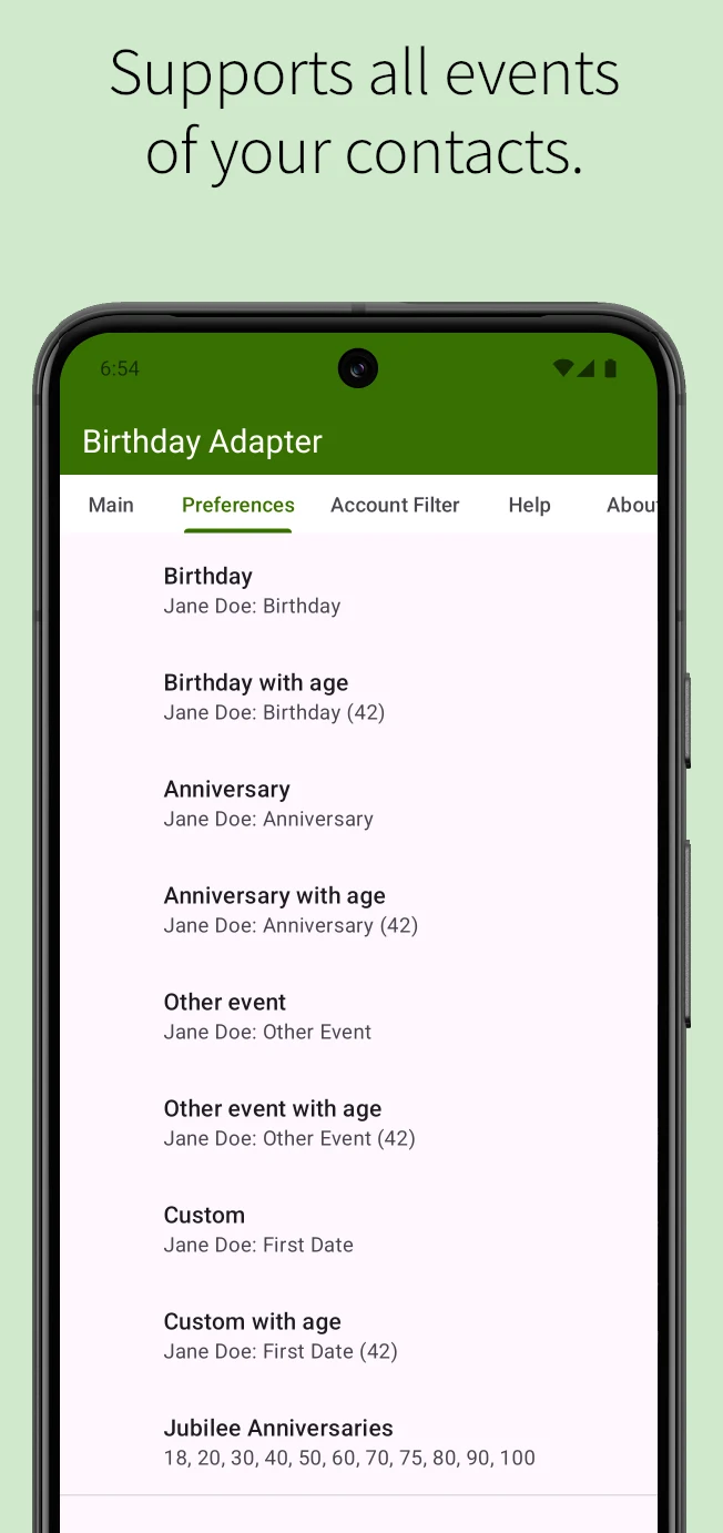 Birthday Adapter screenshot