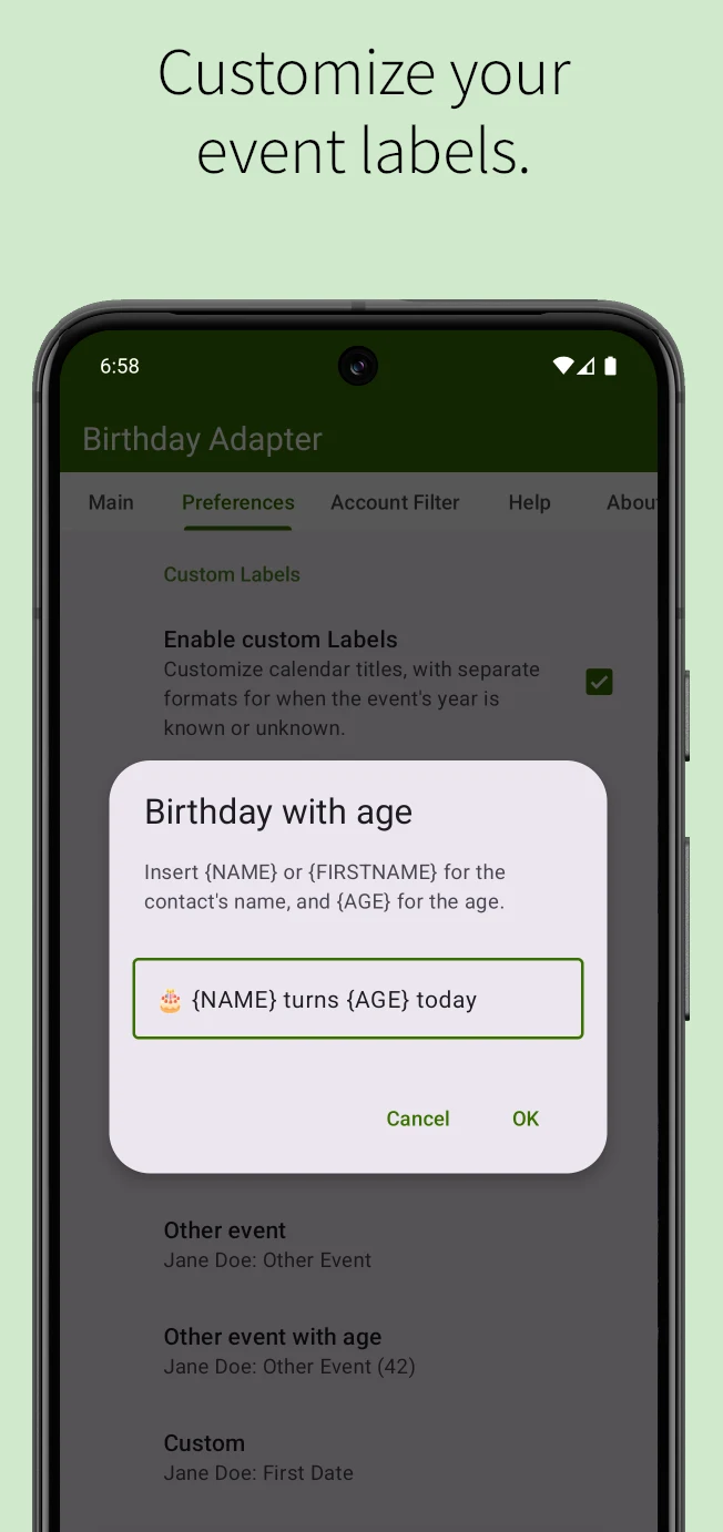 Birthday Adapter screenshot