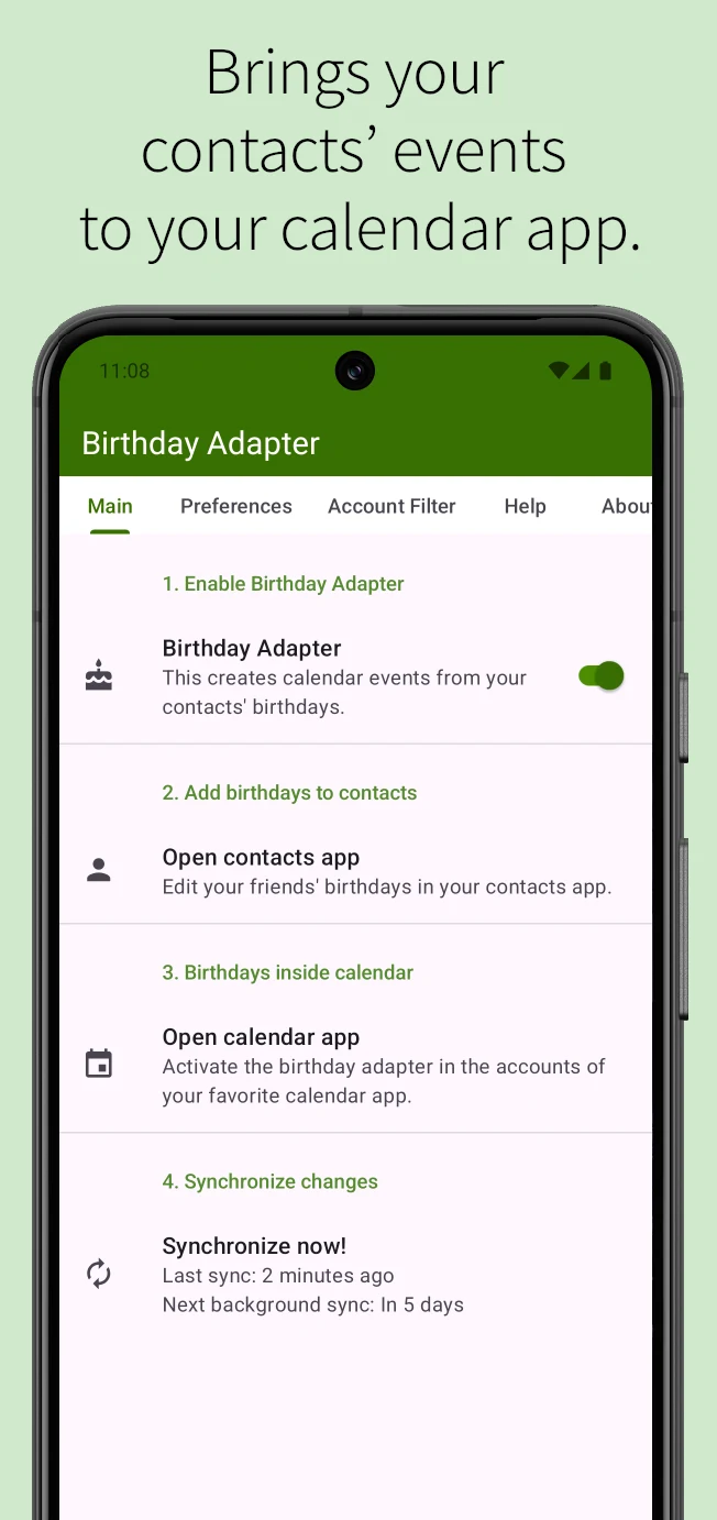 Birthday Adapter screenshot